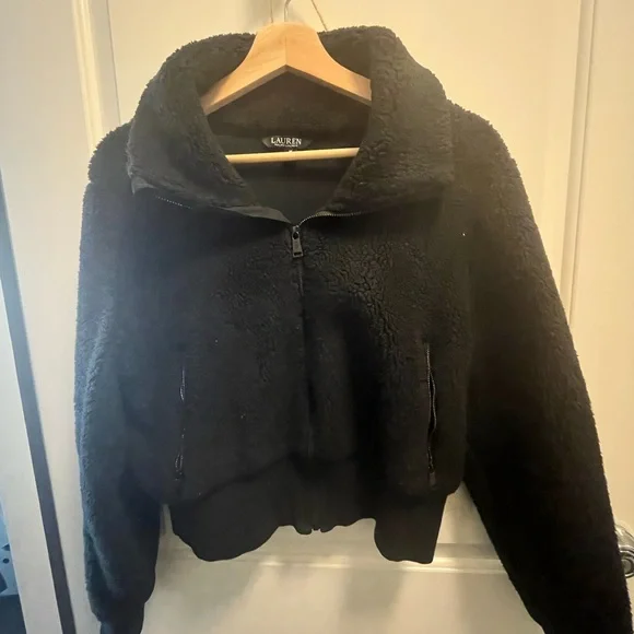 Ralph Lauren Faux-Shearling Full-Zip Jacket Polo Black Size m MSRP $145 - Picture 3 of 4
